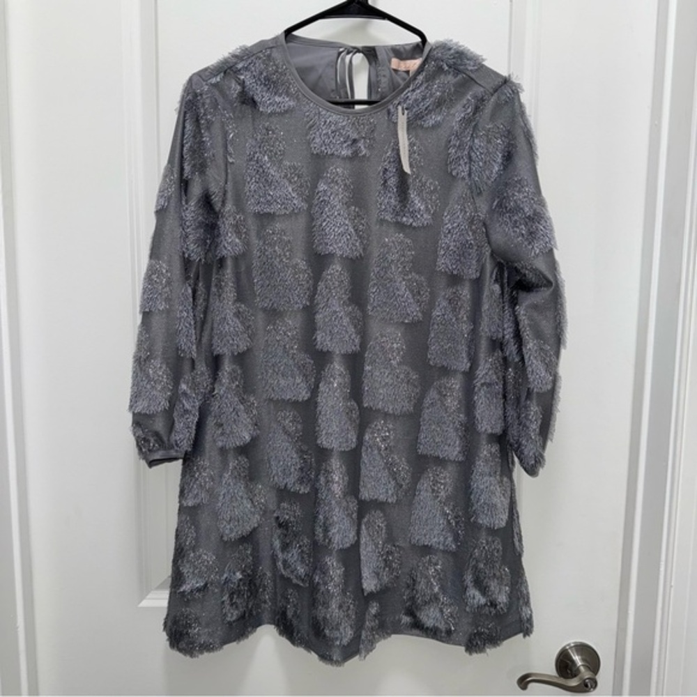 NWT Anthropologie Hutch Silvery Textured Hearts Mini Dress